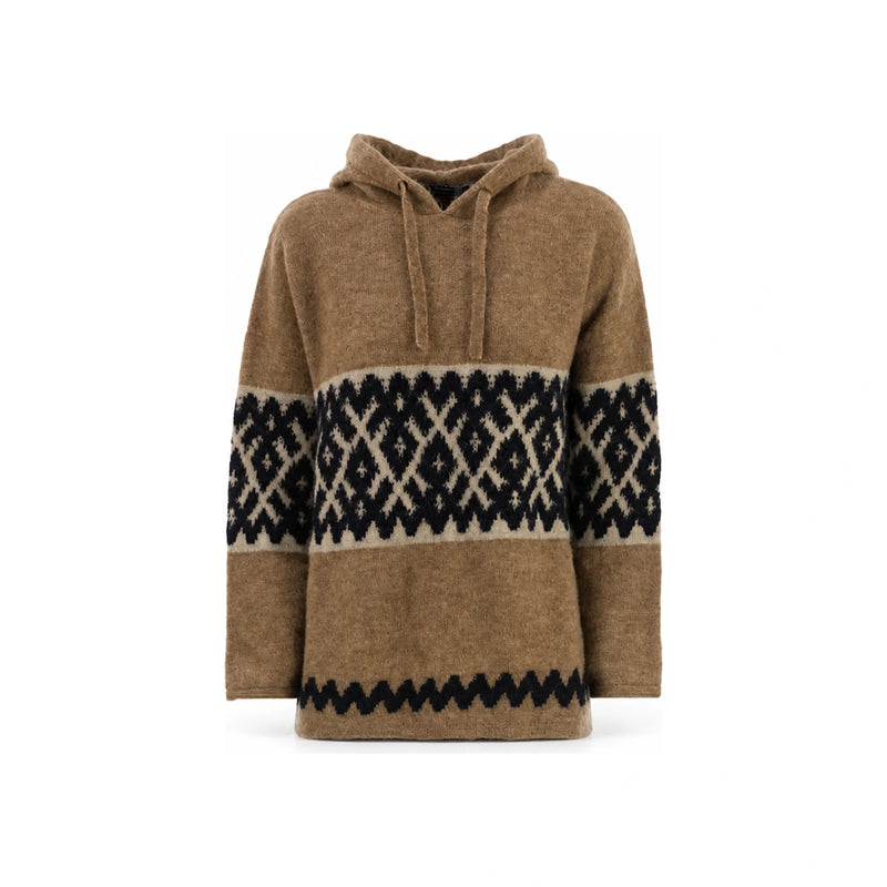Max Mara Mohair Blend Jacquard Knit Hoodie Brown 2529366193 005