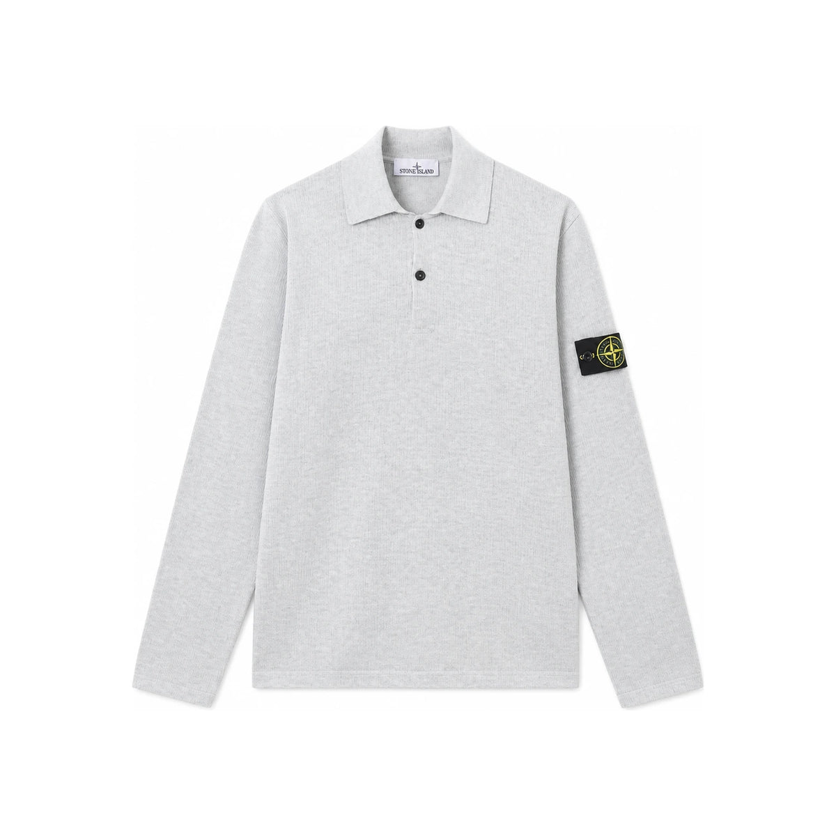 STONE ISLAND Micro Stitch Soft Cotton Polo Shirt Ribbed Trim Men's