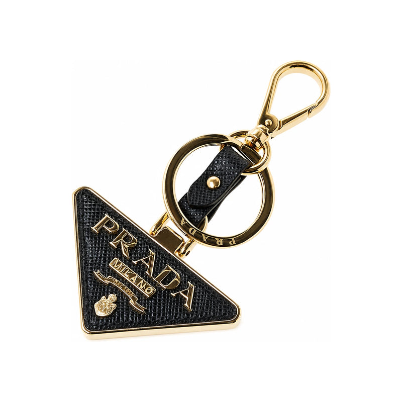 PRADA Saffiano Triangle Logo Black Keyring 1PP128 053 F0002
