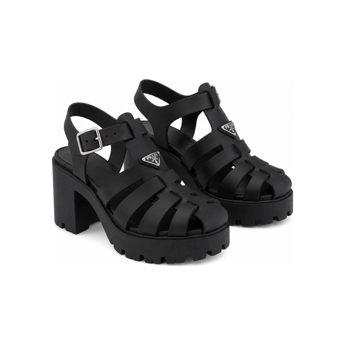 PRADA Rubber Platform Sandals 1X267O 3LKK F0002