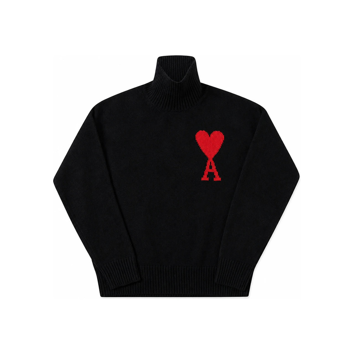 AMI Unisex Big Heart Logo Wool Turtleneck Sweater 018 009