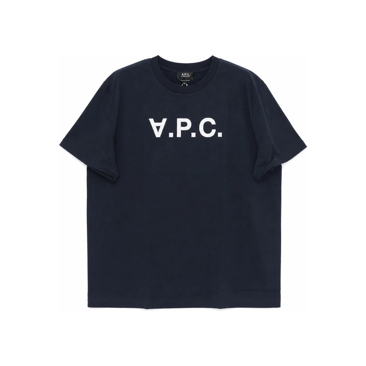 A.P.C. Dark Navy/Ecru Velvet Logo Standard Unisex T-Shirt