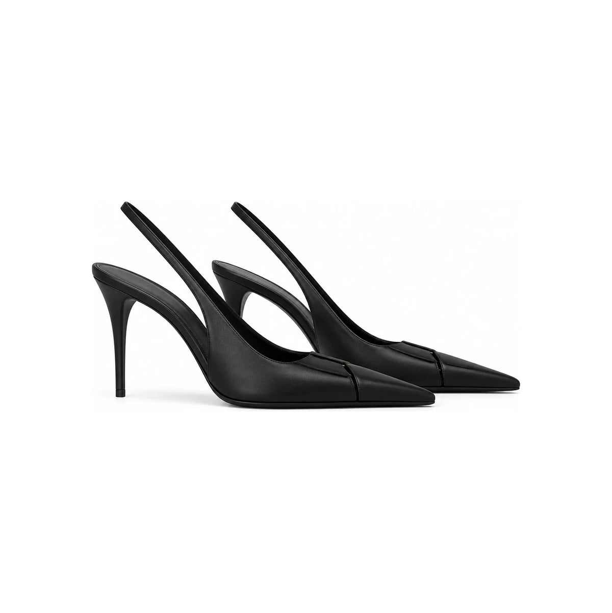 Saint Laurent Babylone Breteuil Slingback Pumps Black Leather