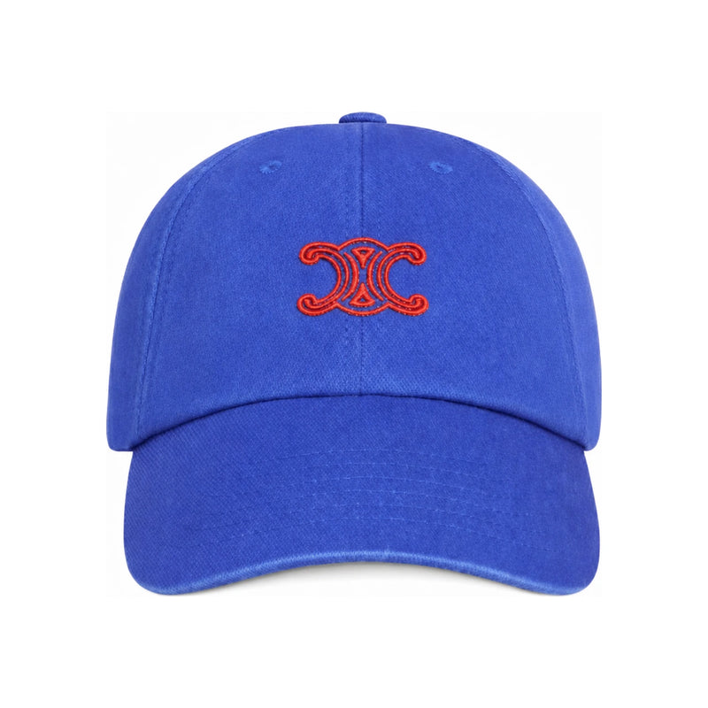 CELINE Vivienne Cotton Twill Cap Blue Red
