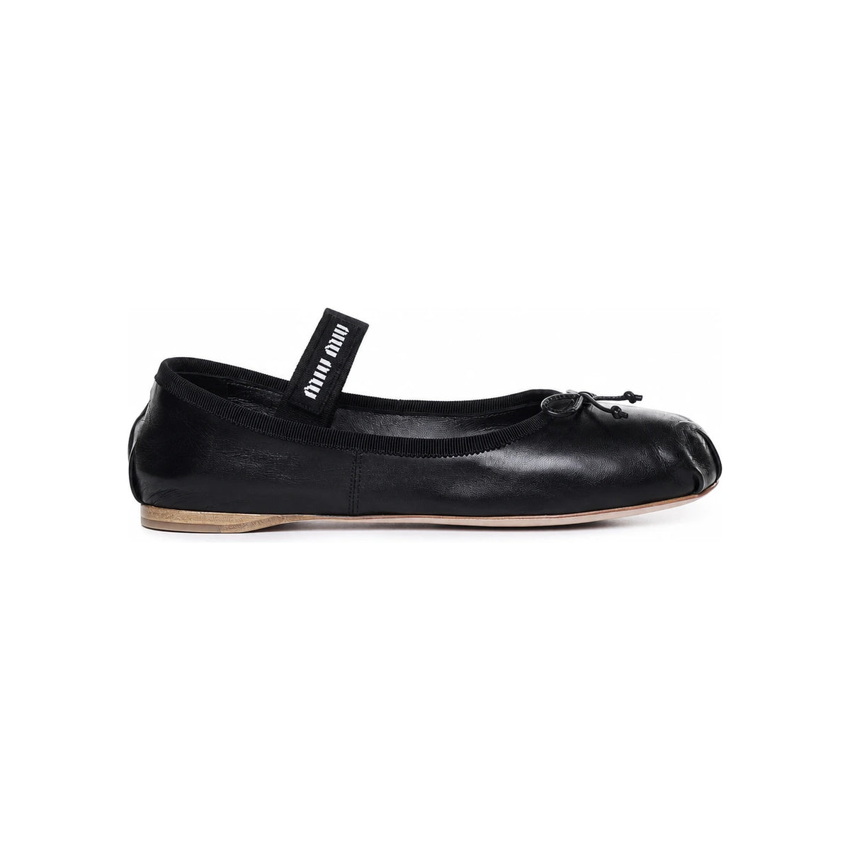 Miu Miu Leather Ballerina Flats Women’s Black