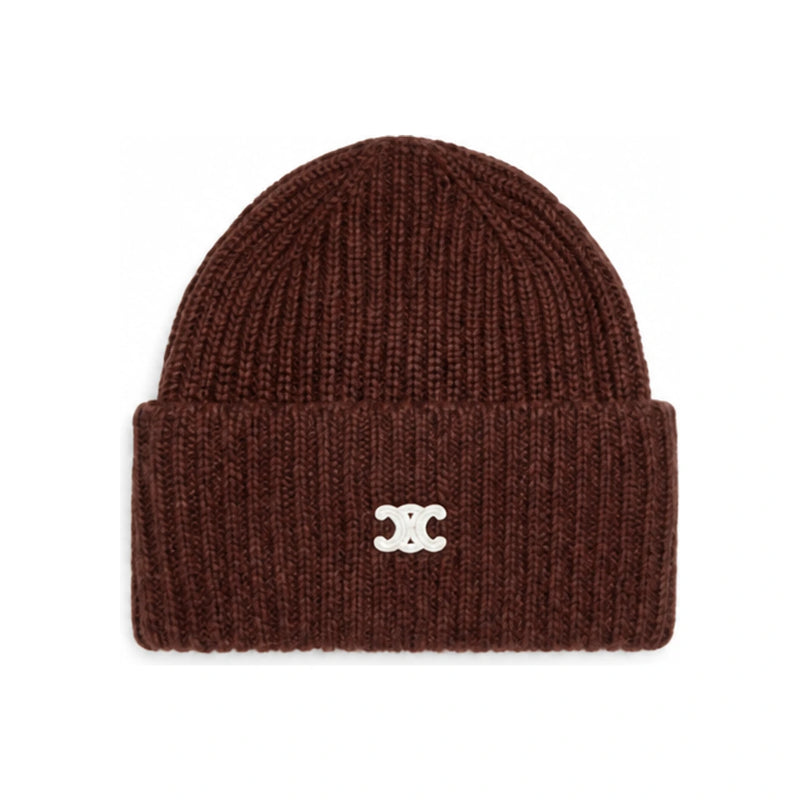 CELINE Triomphe Seamless Cashmere Beanie Brown AA0G5384D 19BR