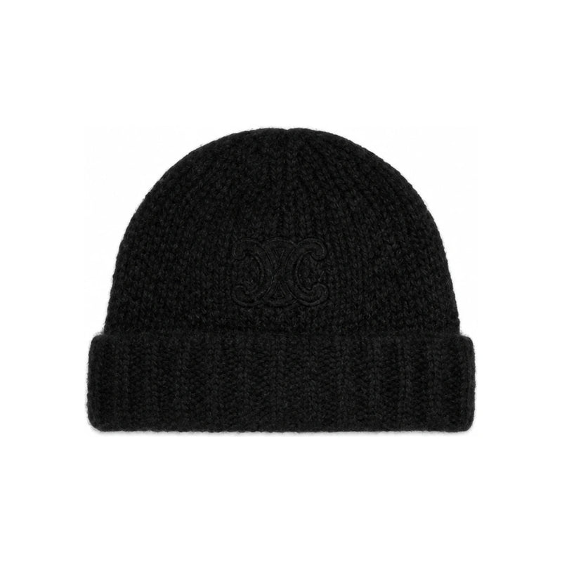CELINE Triomphe Beanie Cashmere Silk Black AA09Y0899 38NO
