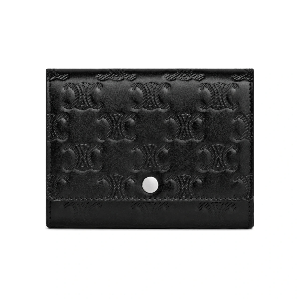 CELINE Black Triomphe Card Holder Wallet