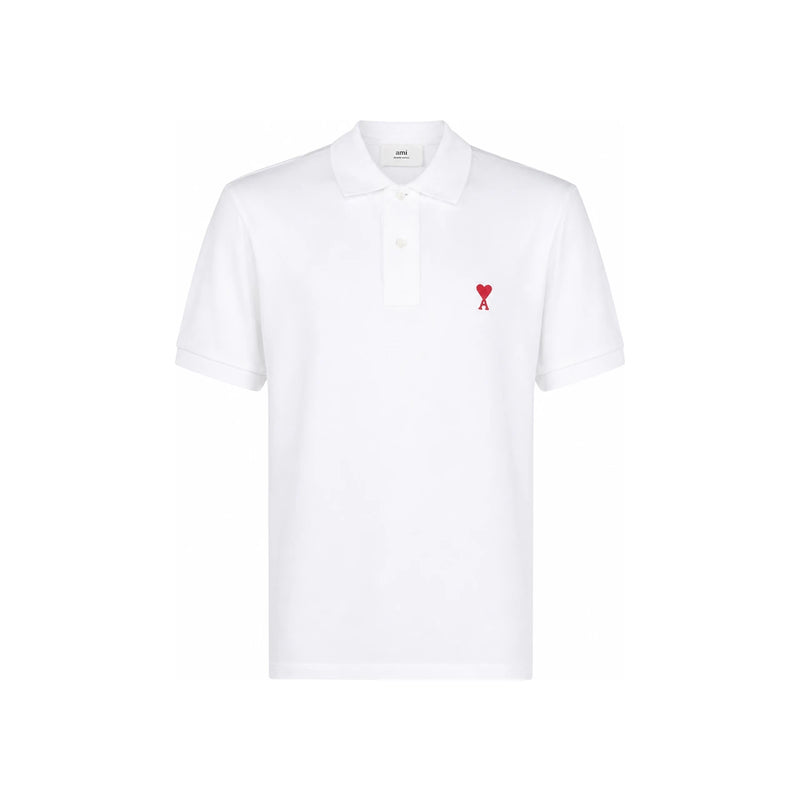 AMI Men's Heart Logo Embroidered Pique Short Sleeve Polo Shirt BFHPL001     PK