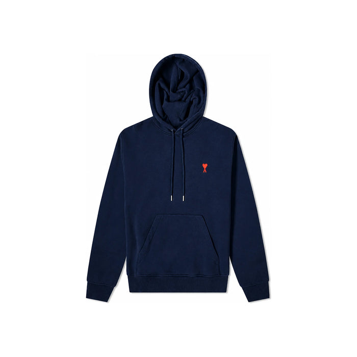 AMI Heart Logo Embroidered Navy Hoodie Unisex