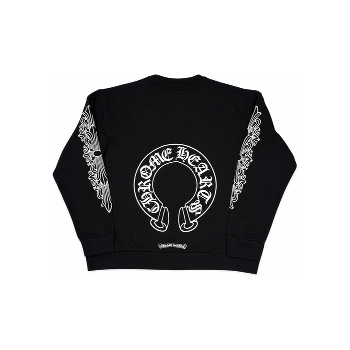 Chrome Hearts Horseshoe Logo Black Sweatshirt Unisex Top