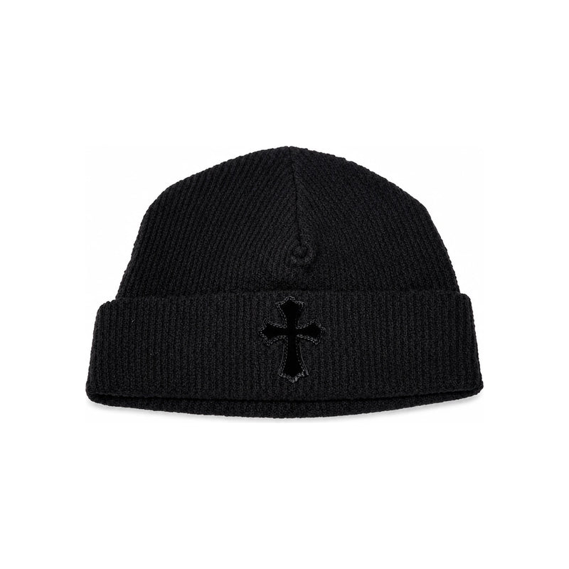 Chrome Hearts Black Calfskin Cross Patch Beanie