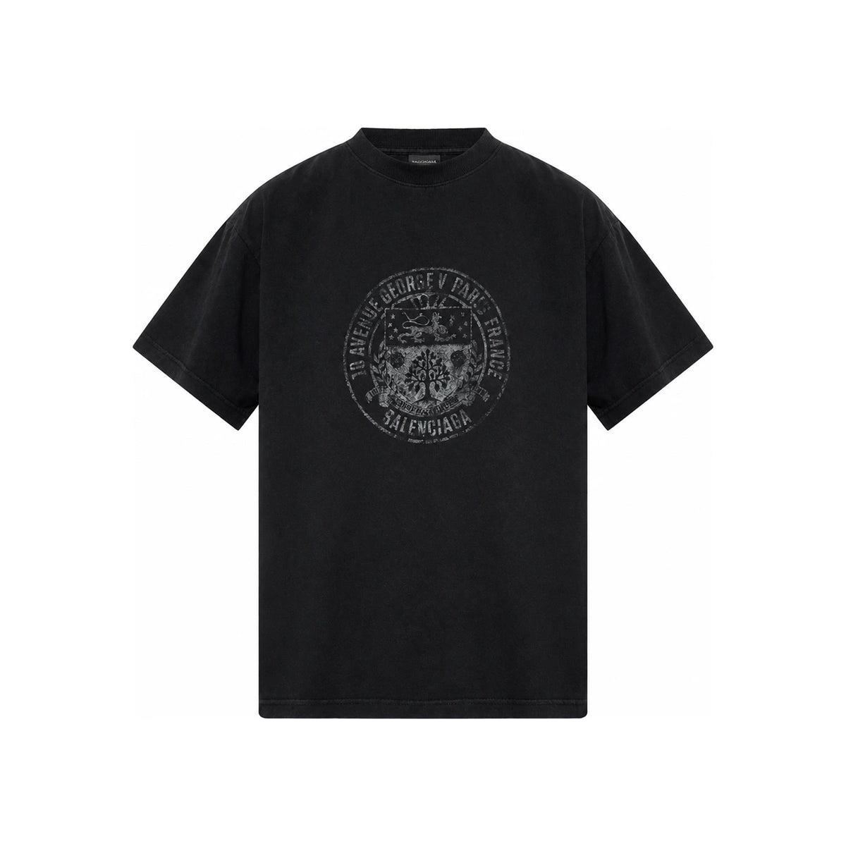 BALENCIAGA Vintage Logo Print Short Sleeve T-Shirt Black Men