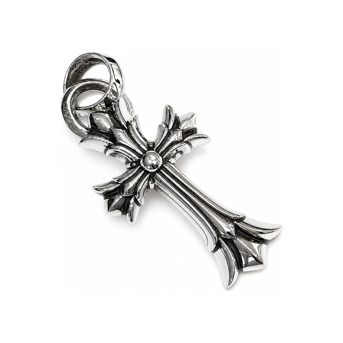 Chrome Hearts Double Cross With Bale Pendant Necklace Unisex Silver