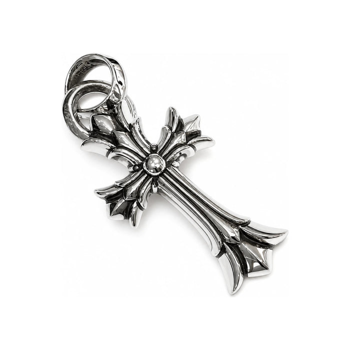 Chrome Hearts Double Cross With Bale Pendant Necklace Unisex Silver