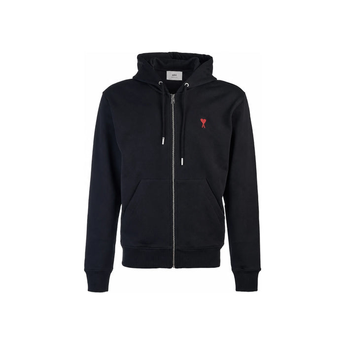 AMI Small Heart Logo Zip Hoodie Black Unisex