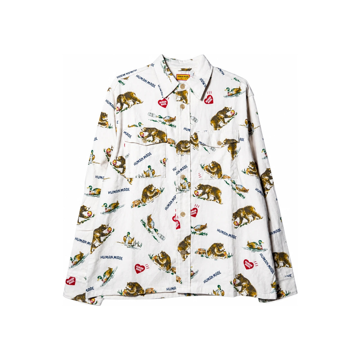 Humanmade Animal Character Flannel Long Sleeve Shirt White