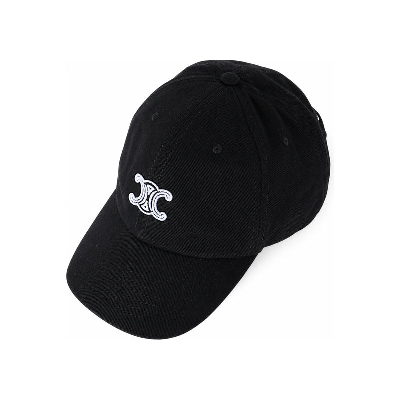 CELINE Vivienne Cotton Twill Cap Black/White