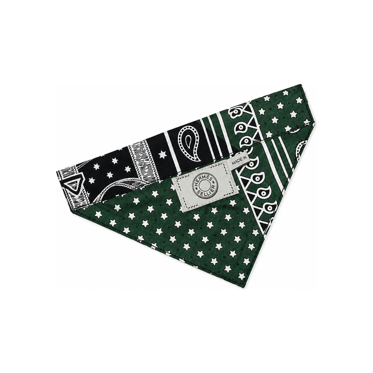 HERMES Green Black Small Pet Bandana Scarf Unisex Accessory