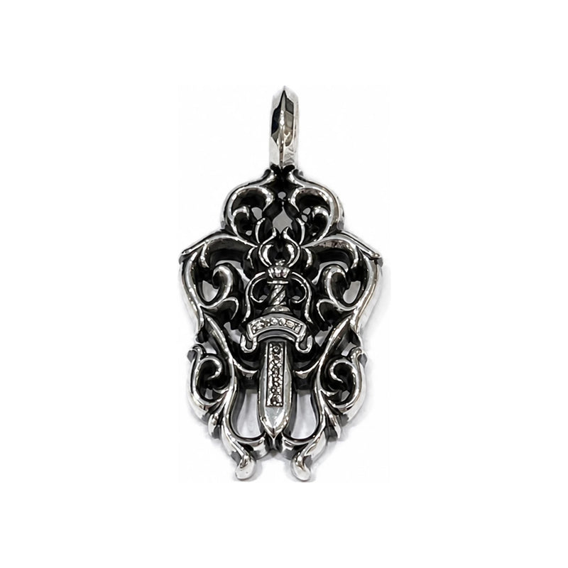 Chrome Hearts Vine Dagger Pendant Charm Necklace Unisex Silver