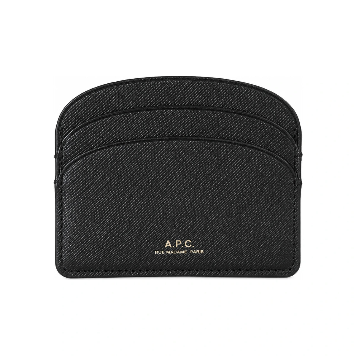 A.P.C. Saffiano Demi-Lune Leather Card Holder Black