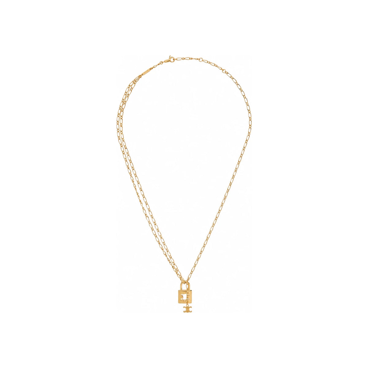 CELINE Triomphe Lock Necklace Gold-Finish Brass Pendant