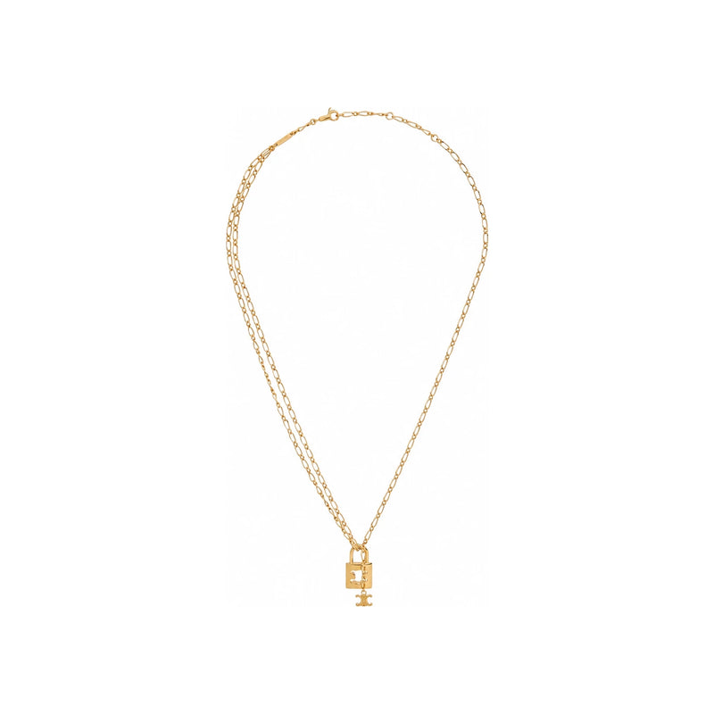 CELINE Triomphe Lock Necklace Gold-Finish Brass Pendant