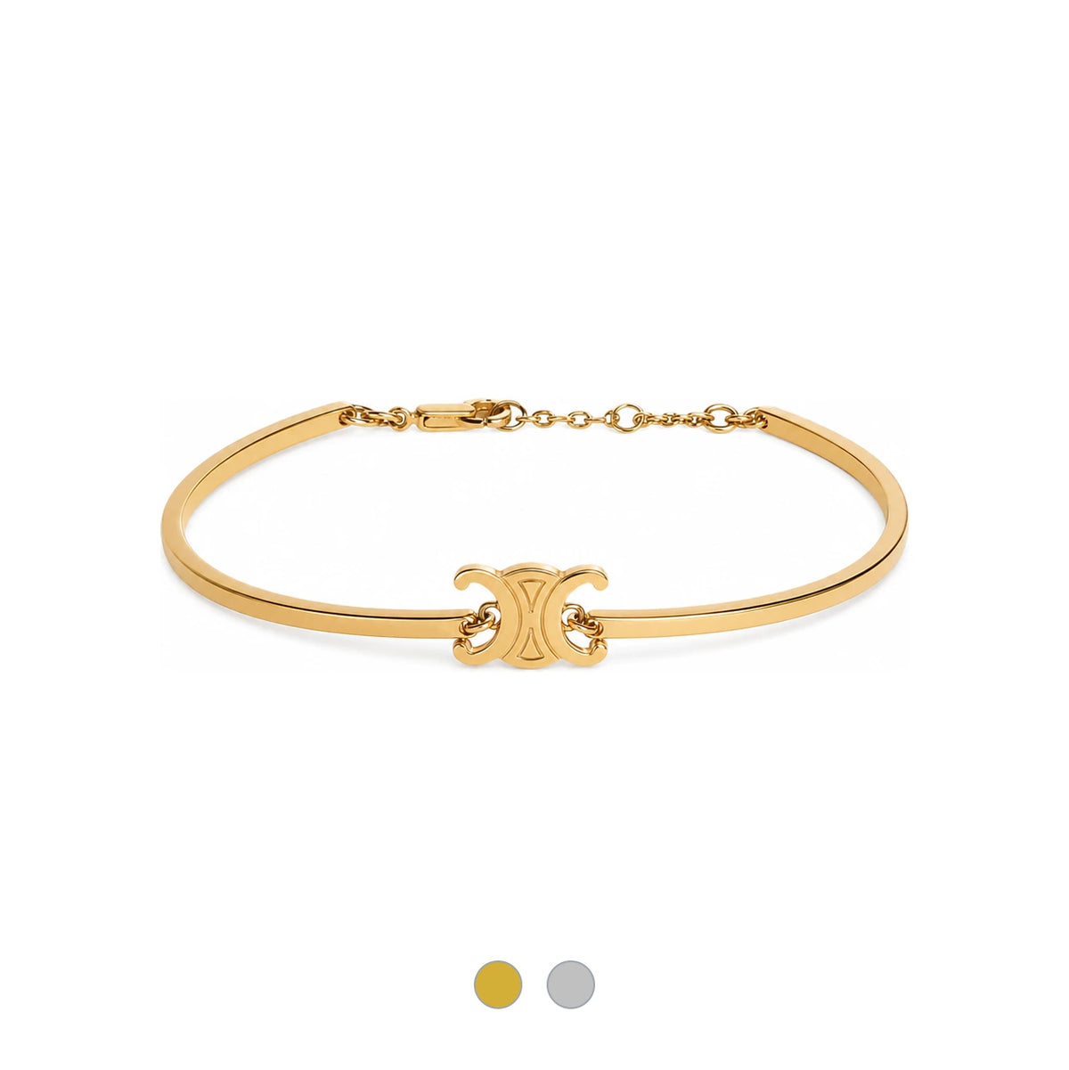 CELINE Triomphe Articulated Bracelet Gold Finish Brass