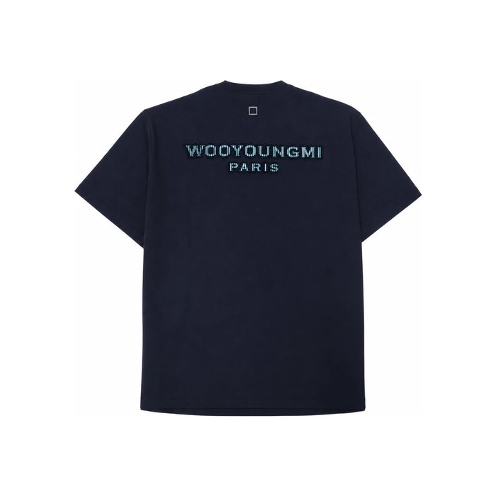 WOOYOUNGMI Navy Tufted Embroidered Logo T-Shirt