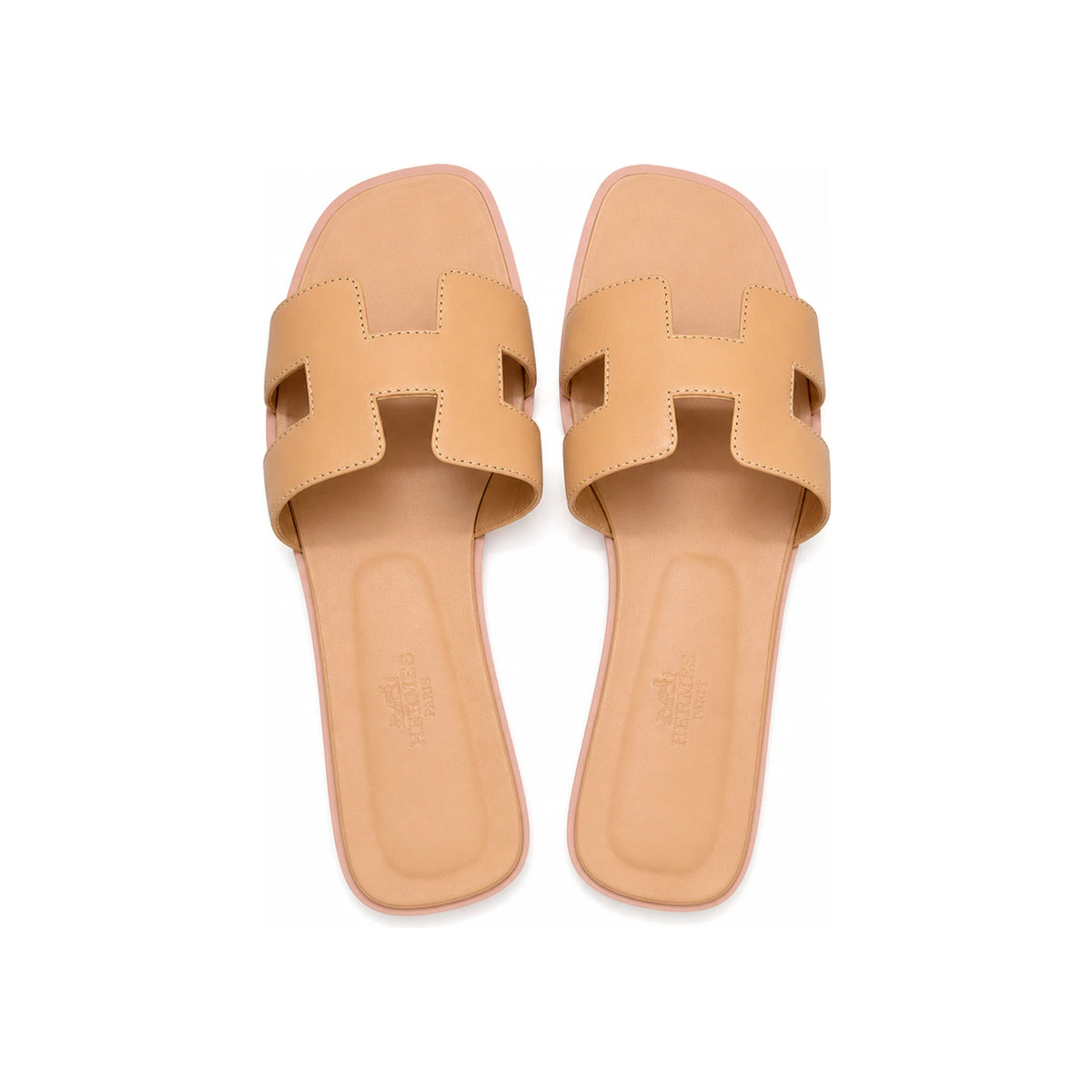 HERMES Oran Sandals Rose Light Beige Calfskin Women