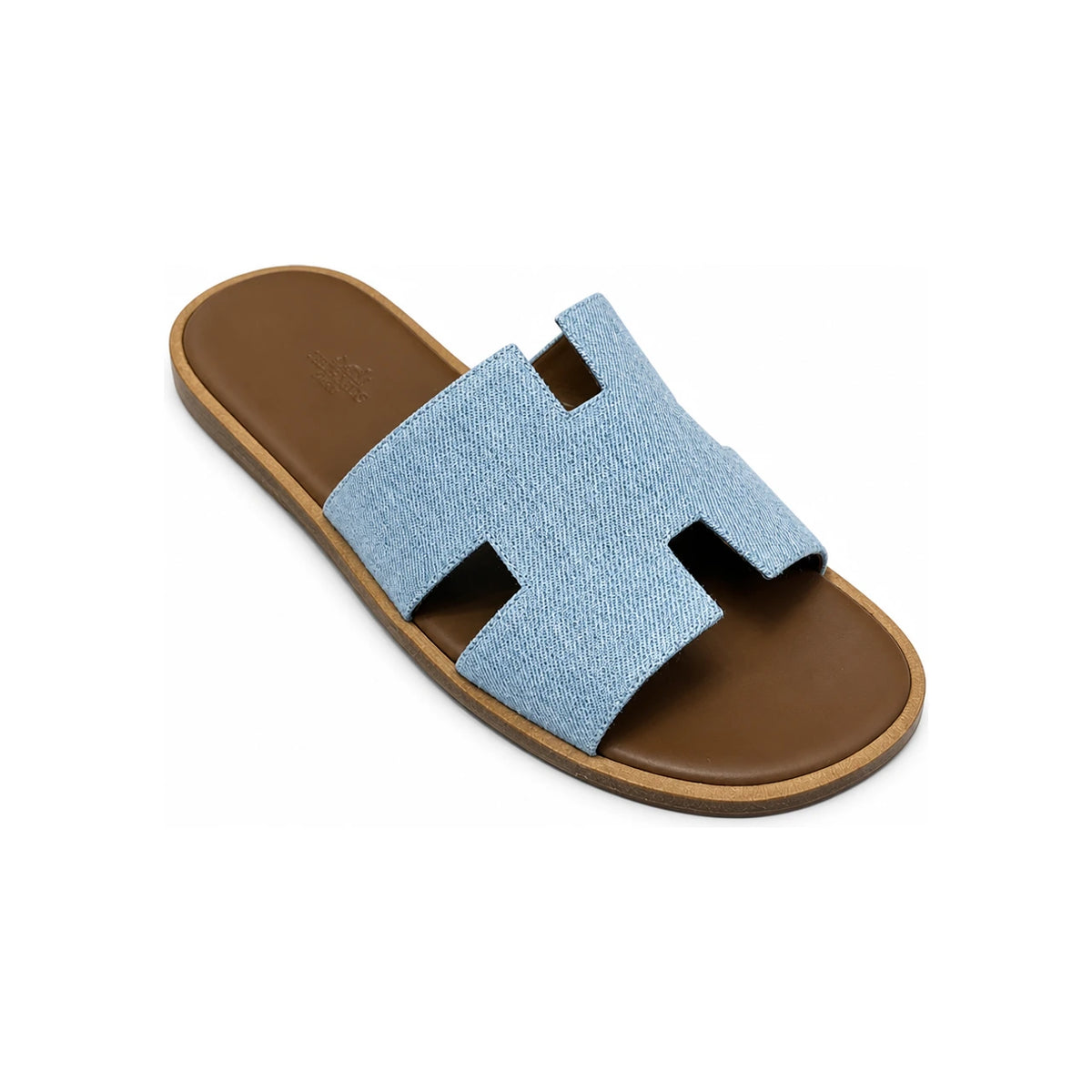HERMES Izmir Two-Tone Calfskin Denim Brown Men’s Sandals