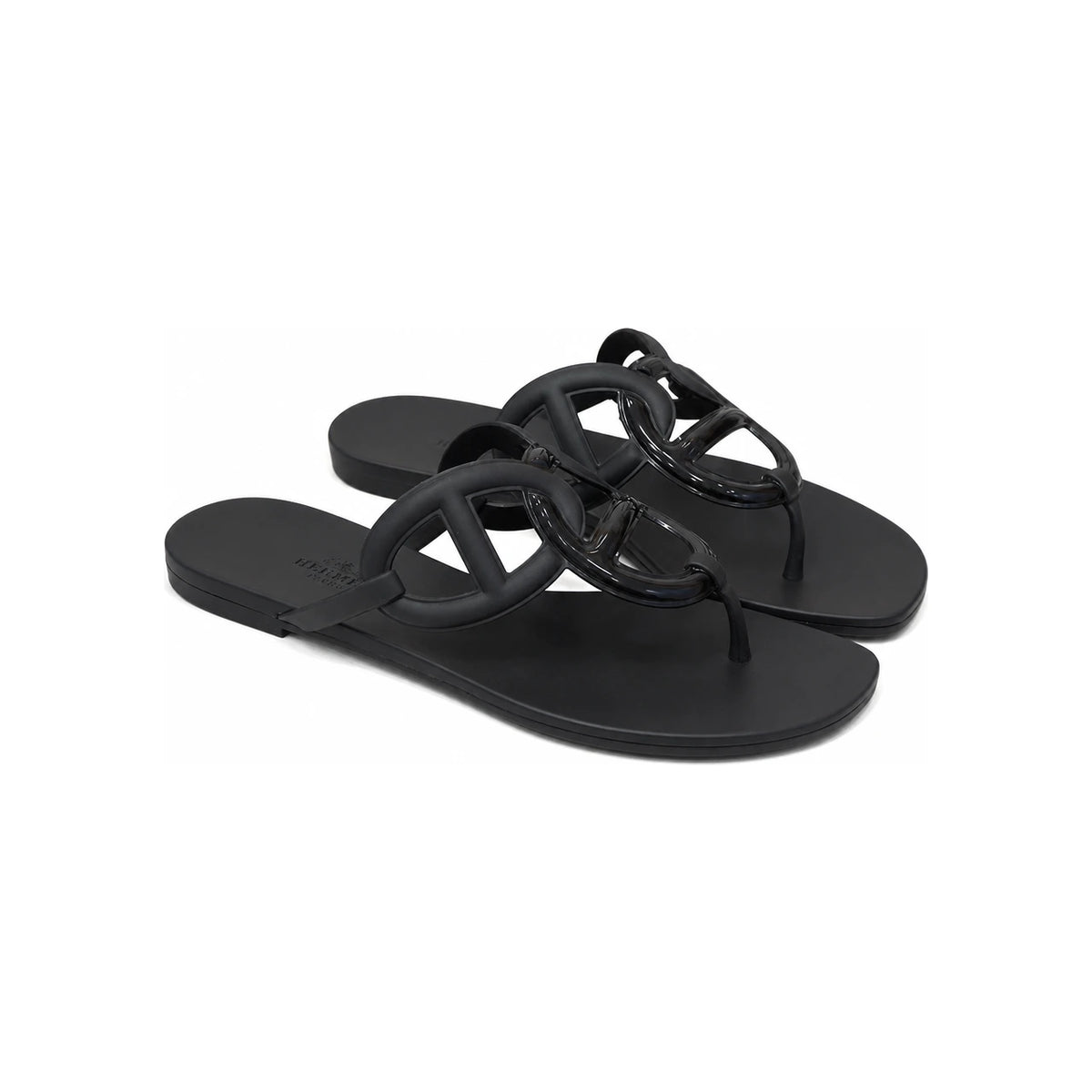 HERMES Egerie Jelly Shoes Black Sandals