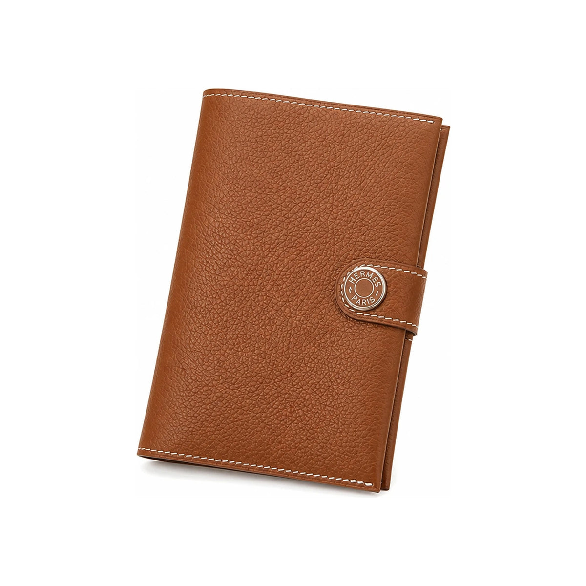 HERMES Epsom Calfskin Brown Passport Wallet Unisex Accessory