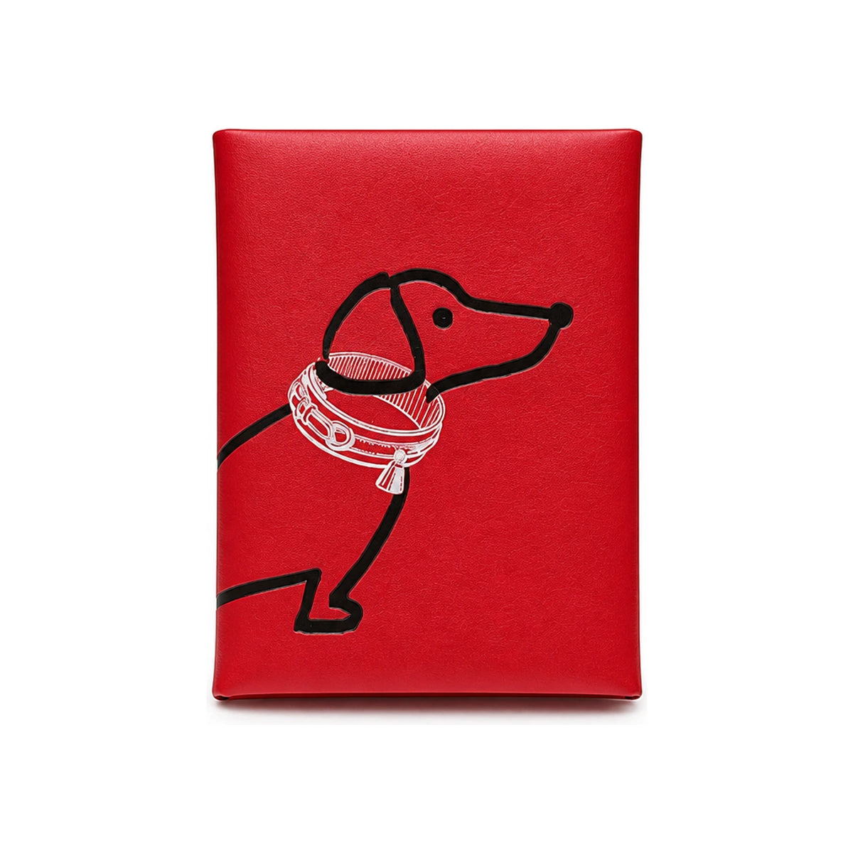 HERMES Red Swift Leather Calvi Duo Compact Card Holder Palladium Hardware
