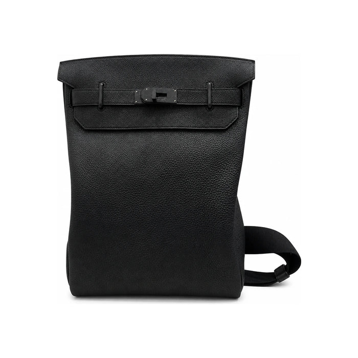 HERMES So Black Togo Leather Herbag Backpack GM Unisex