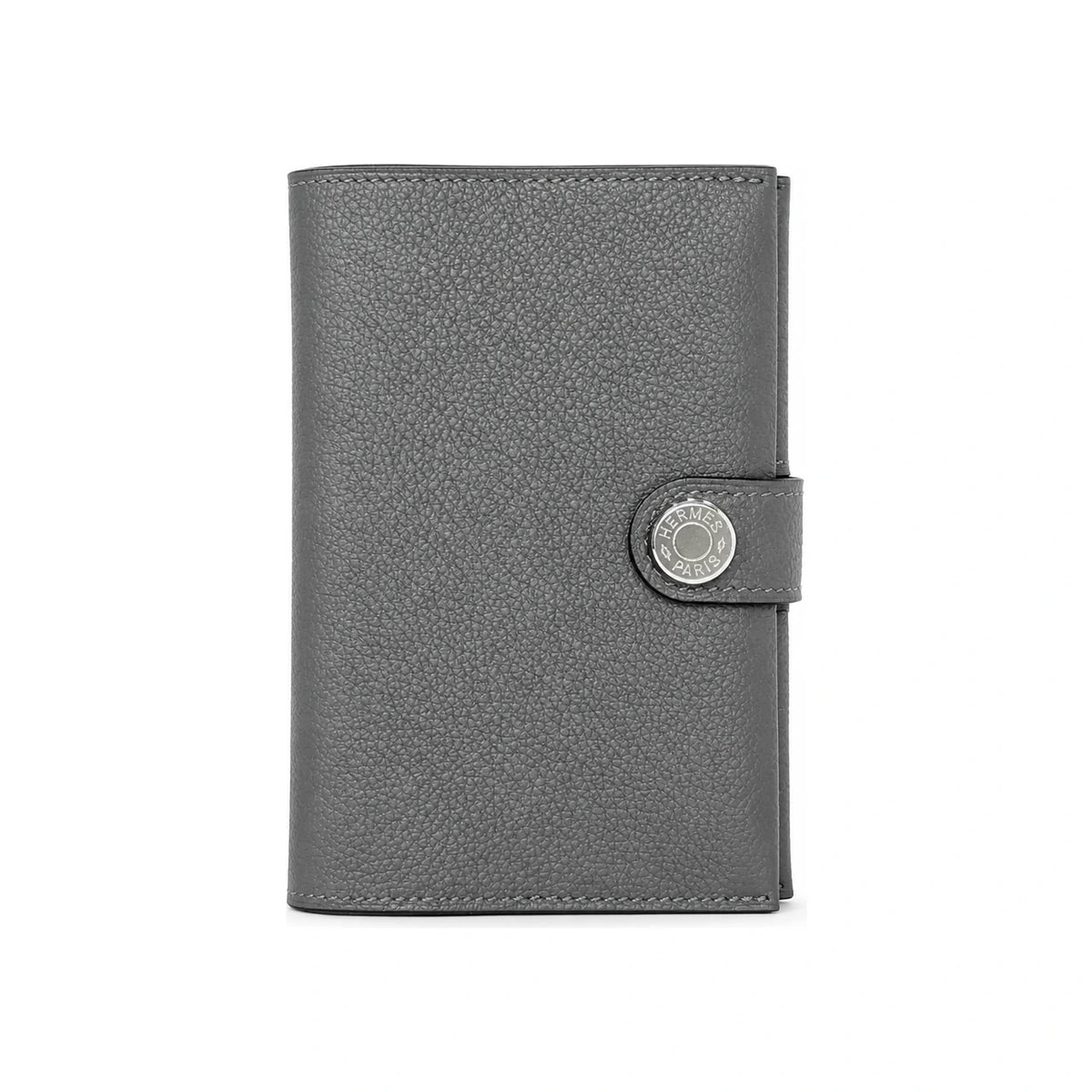 HERMES Dark Gray Passport Holder Wallet Palladium Hardware Unisex
