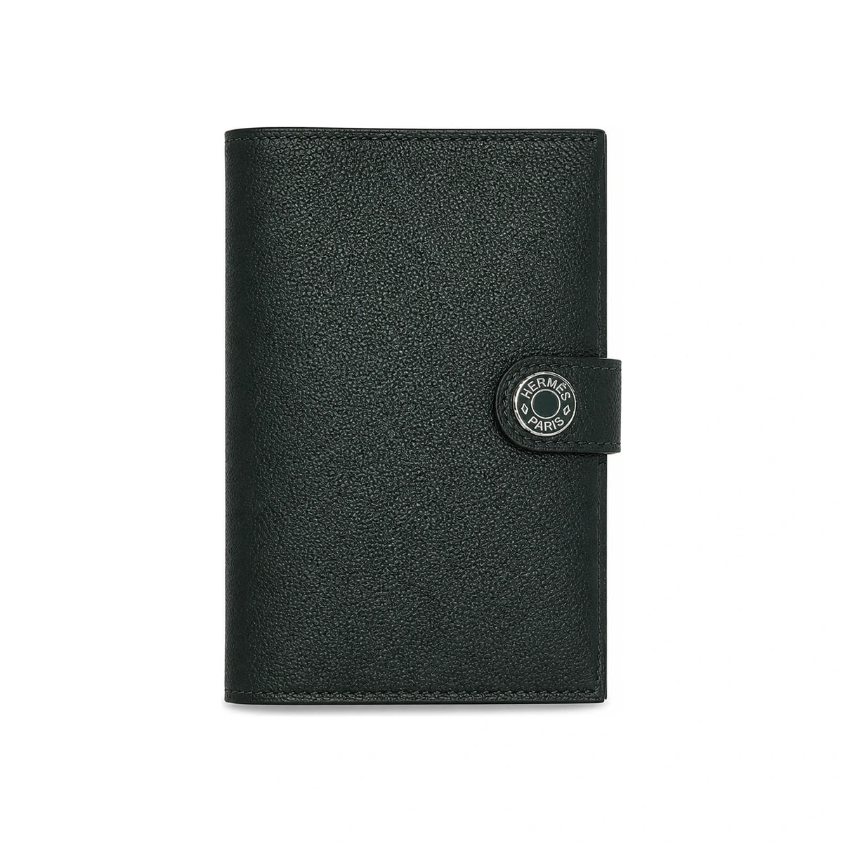 HERMES Vert Fonce Passport Holder Wallet Palladium Hardware Unisex