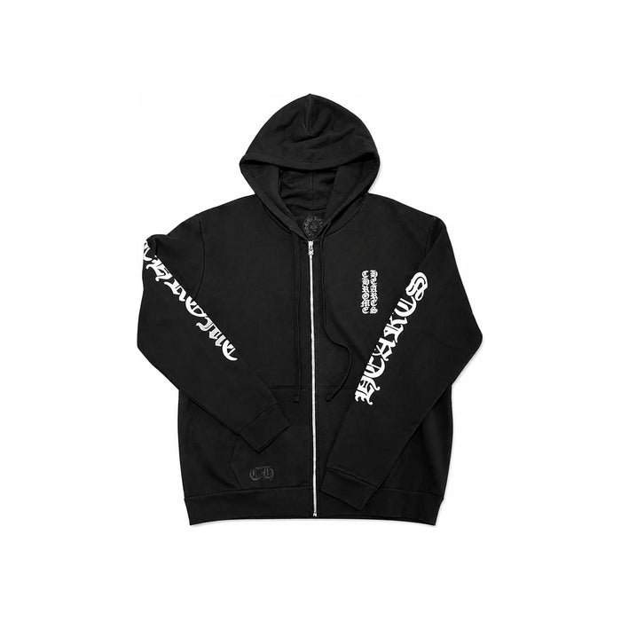 Chrome Hearts Vertical Logo Long Fleece Zip Hoodie Black
