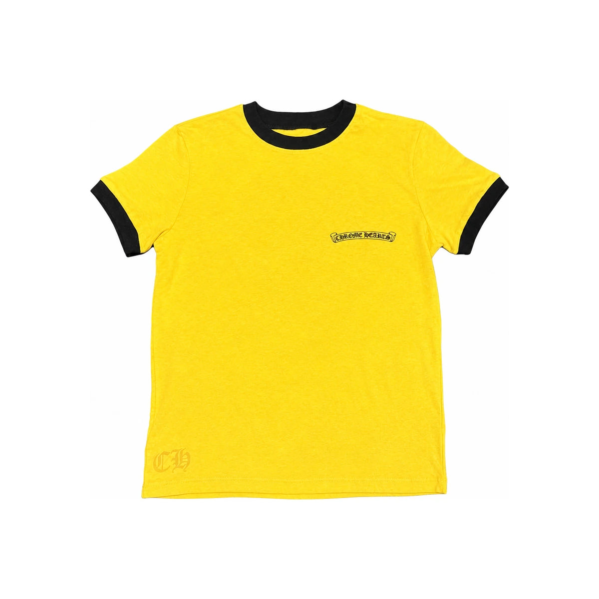 Chrome Hearts Horseshoe Roller Skate Ringer Short Sleeve T-Shirt Yellow Black