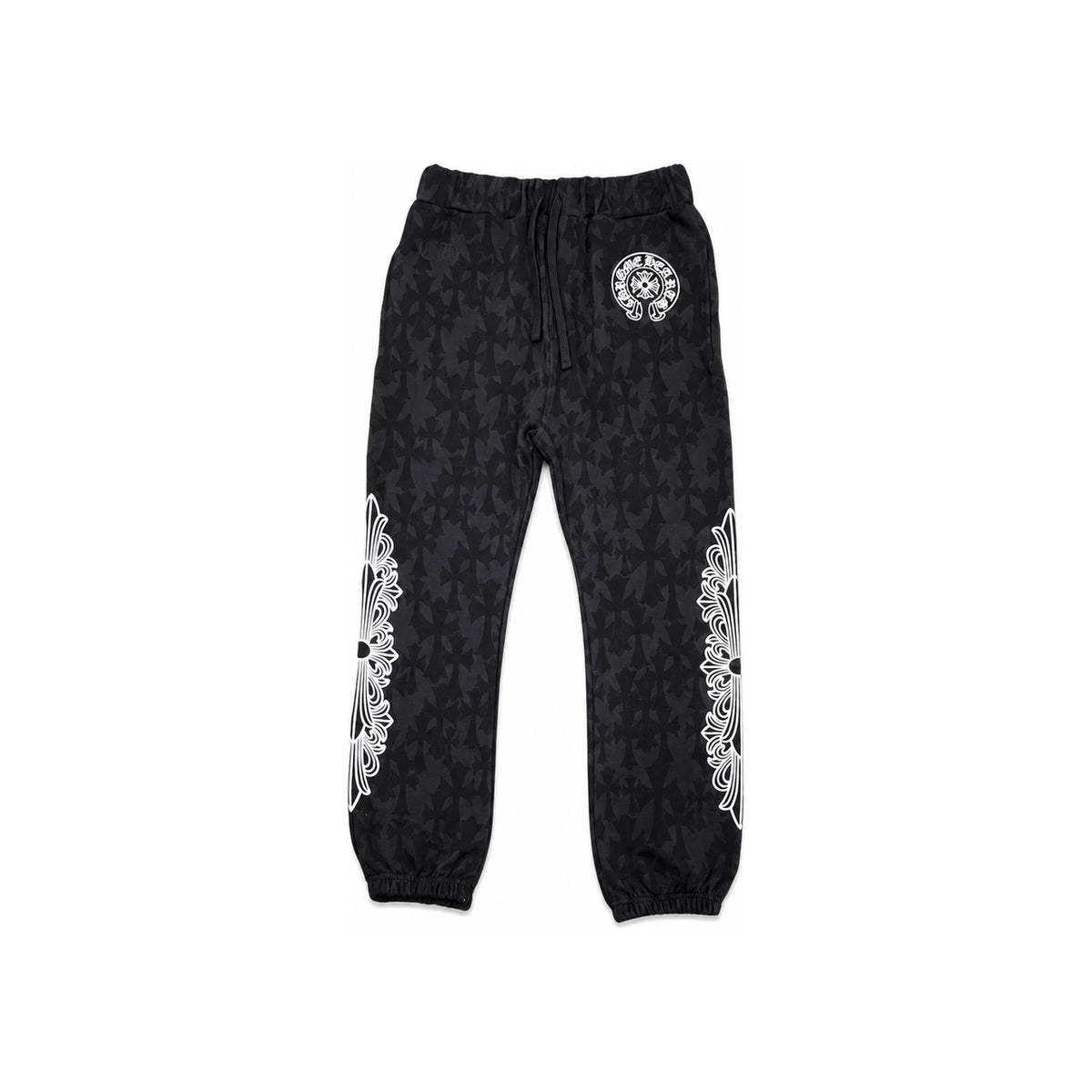 Chrome Hearts Black Cemetery Cross All Over Print Sweat Jogger Pants