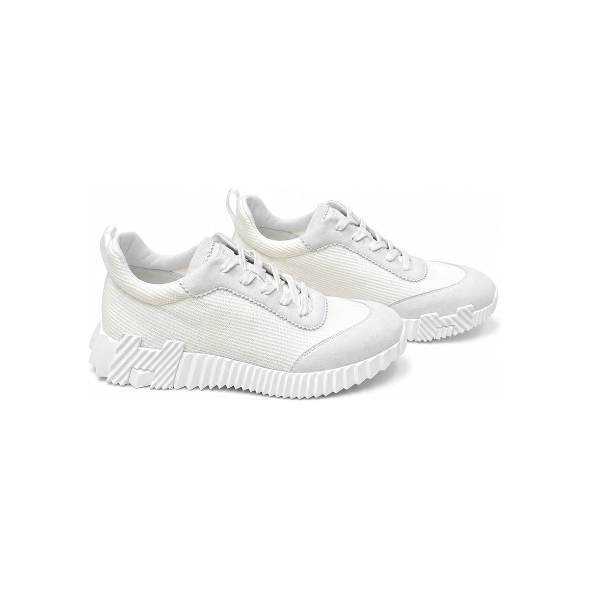 HERMES Men’s Bouncing Suede White H Low-Top Sneakers
