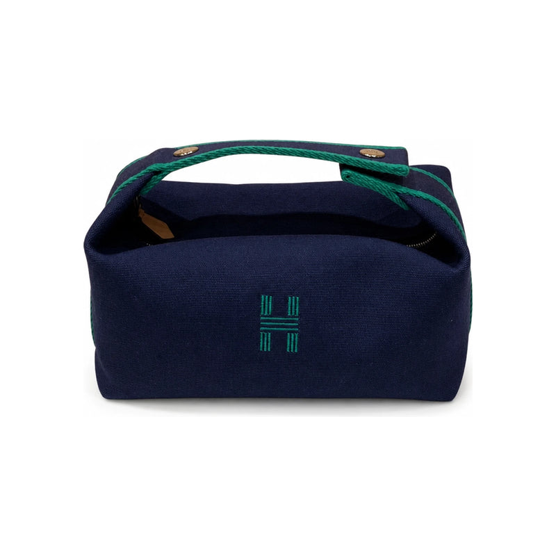 HERMES Marine Blue Canvas Bride-a-Brac Small Pouch Unisex