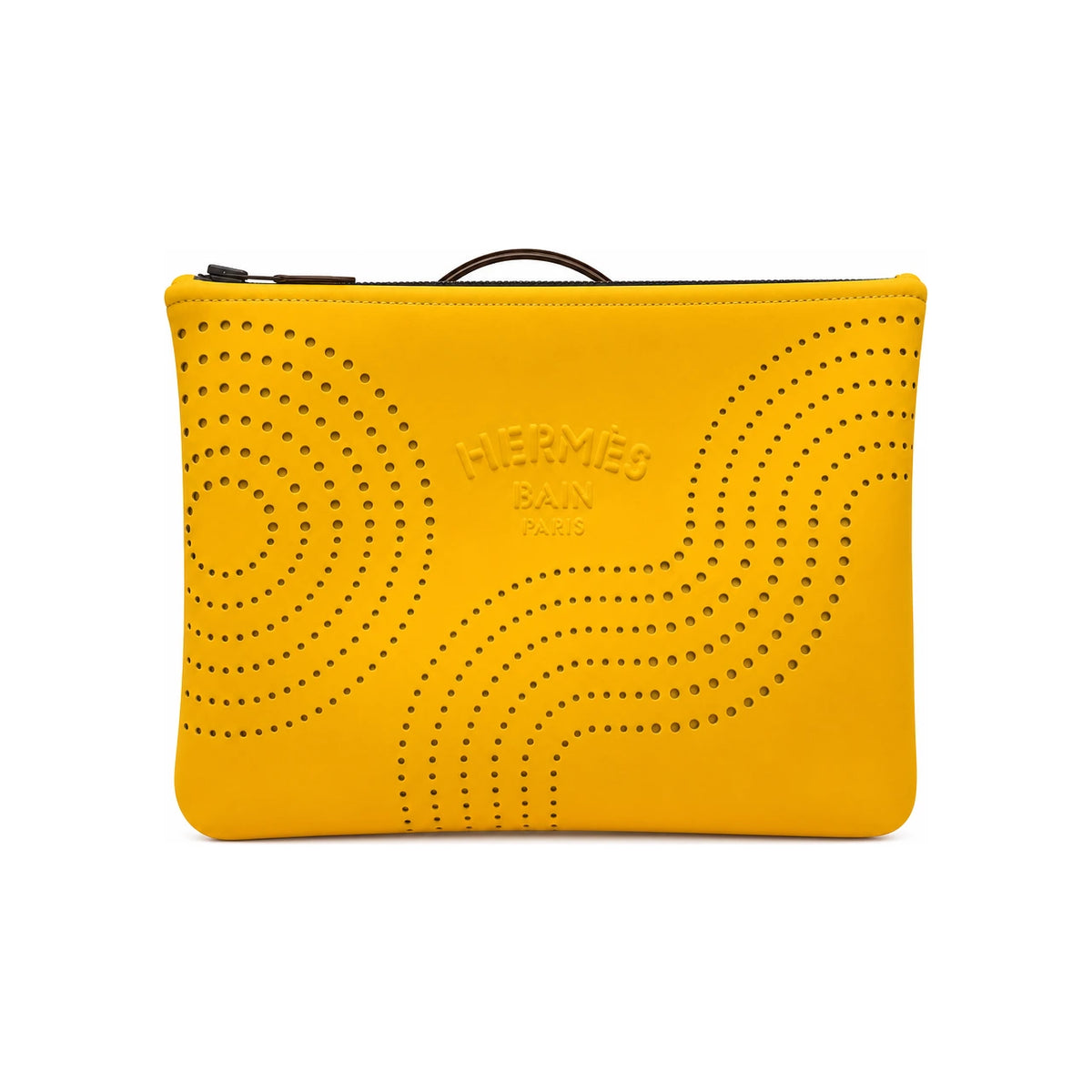 HERMES Neobain Flat Case Wave Yellow Medium Clutch Bag