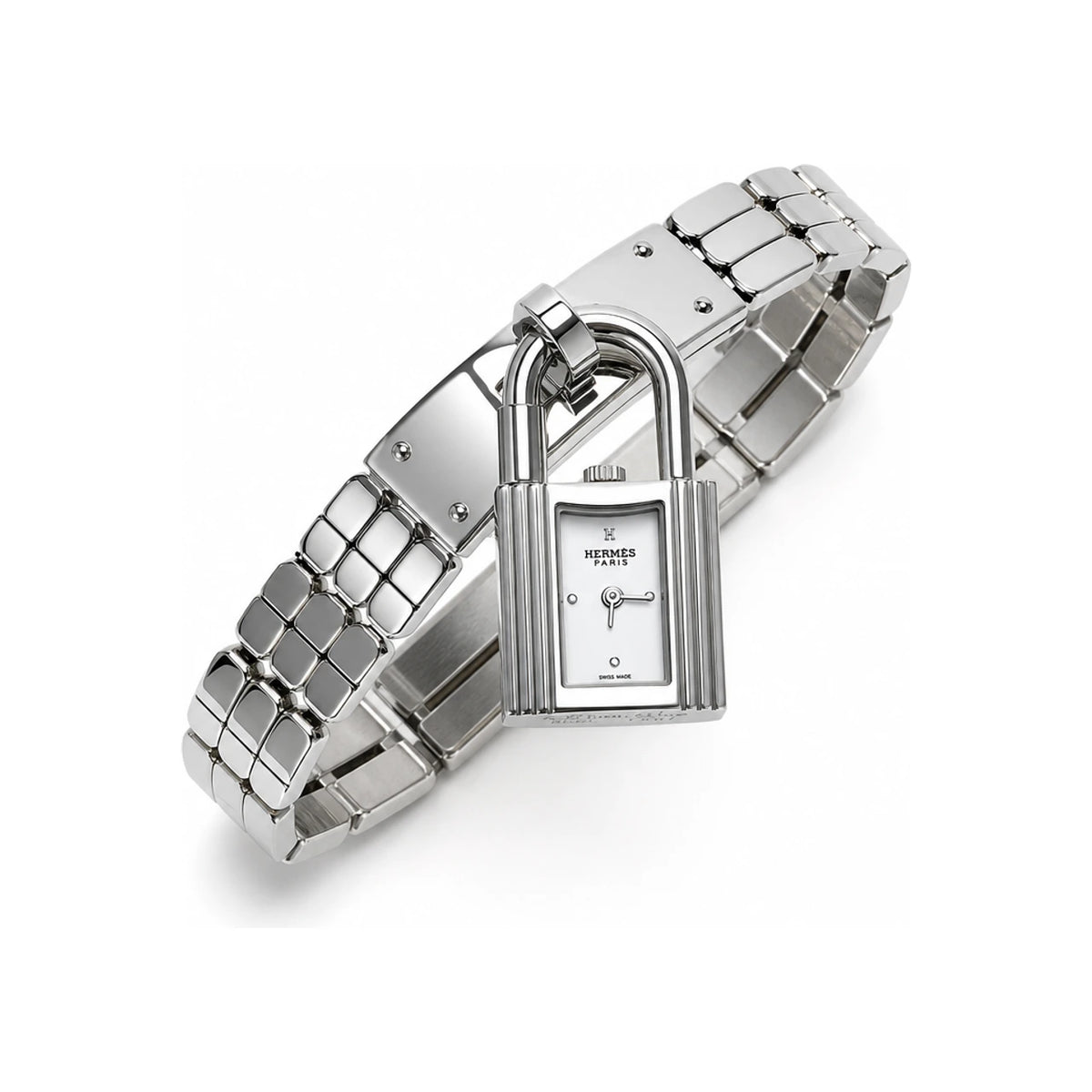 HERMES Kelly Mini Steel Lock Bracelet Watch Unisex
