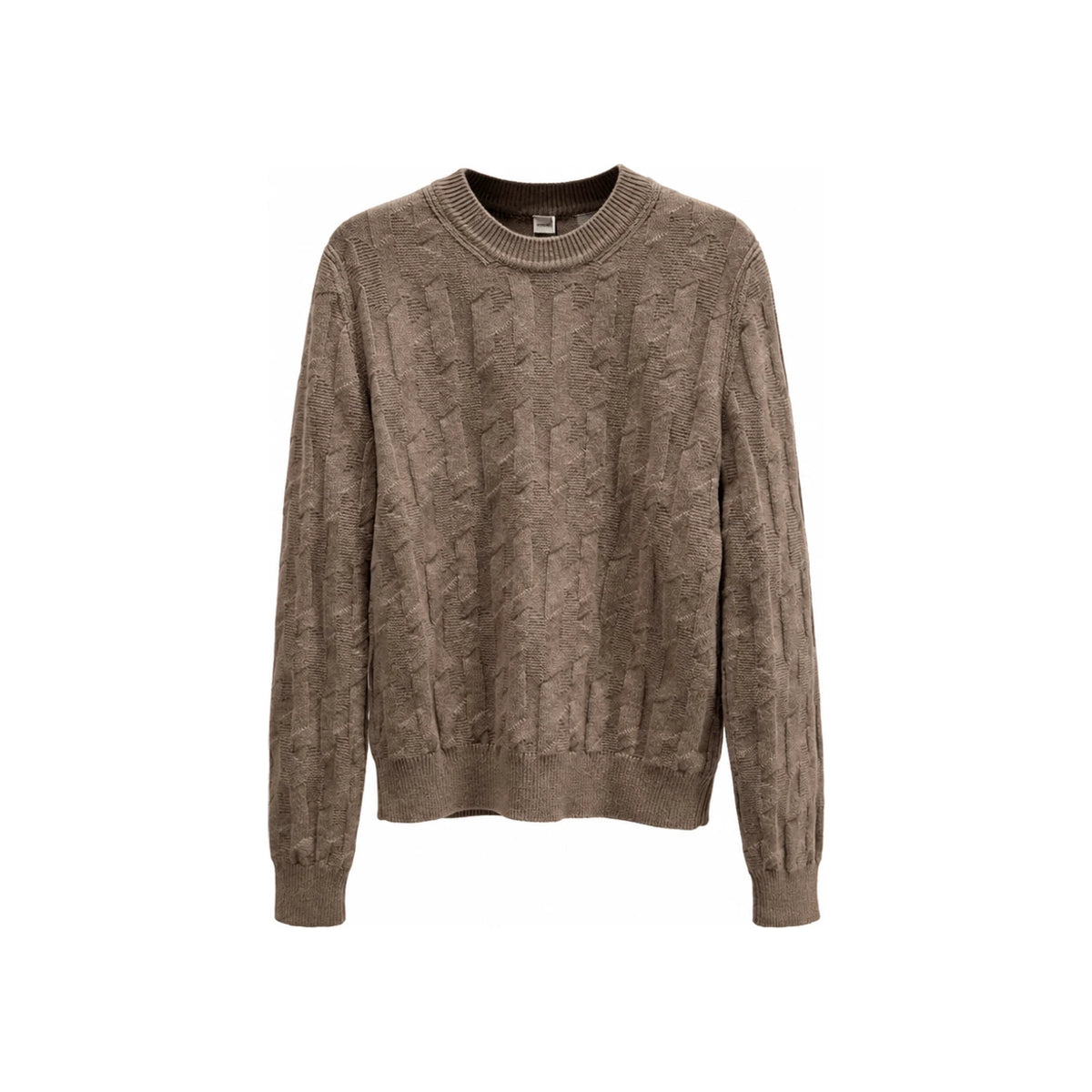 HERMES H Logo Long Sleeve Wool Crewneck Sweater Etoupe