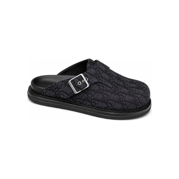 DIOR Men’s Oblique Jacquard Aqua Mule Sandals Black