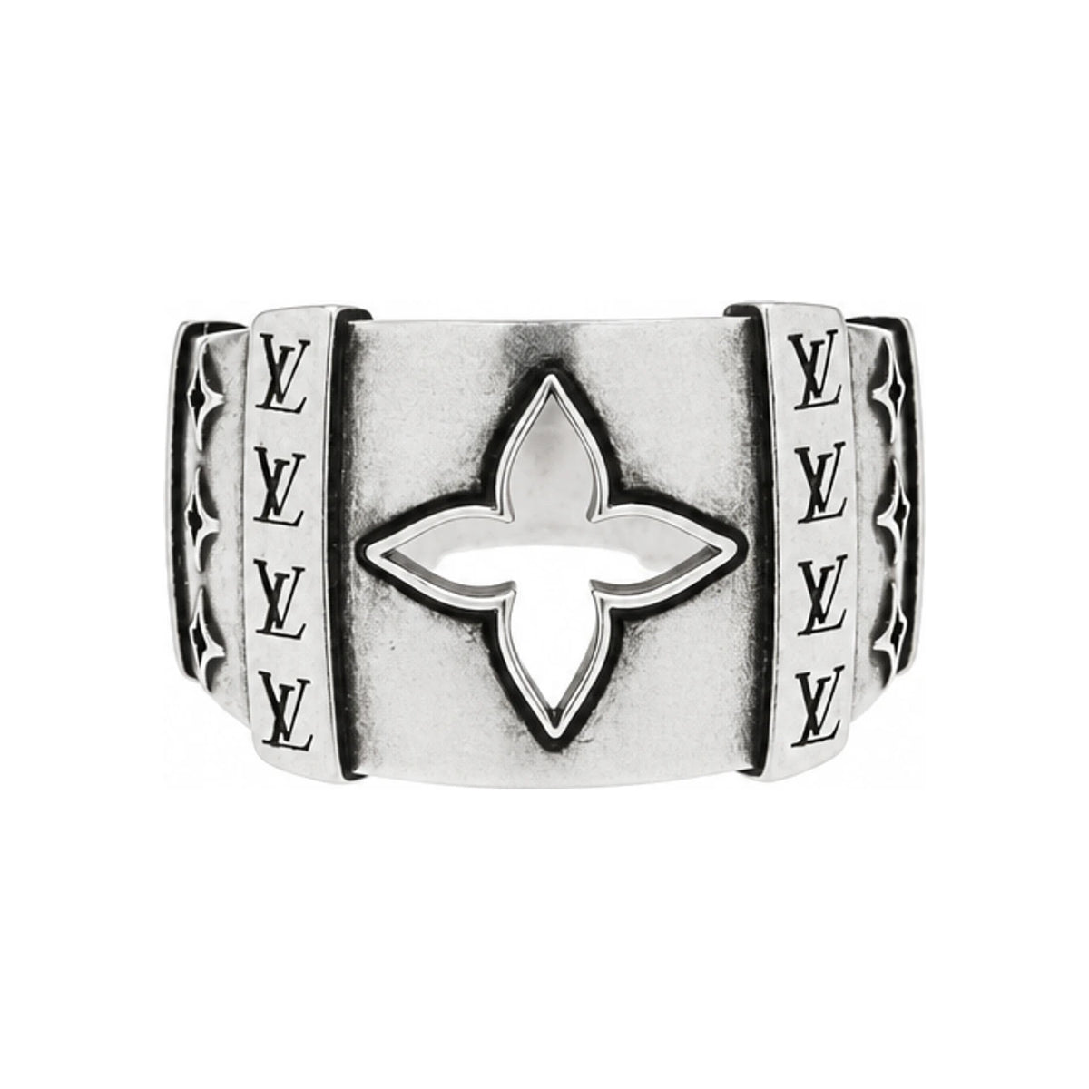 Louis Vuitton LV Flower XL Ring Silver-Tone Men’s Jewelry M1891