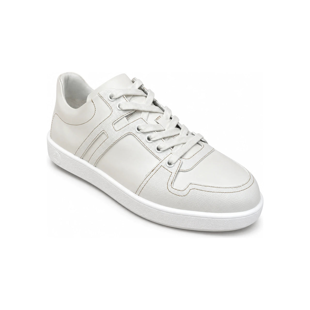 HERMES White Epsom Calfskin Join Low-Top Sneakers