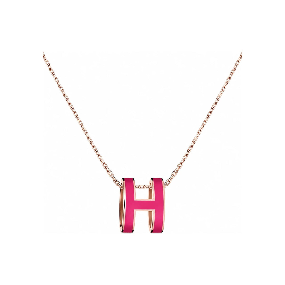 HERMES Pop H Necklace Large Rose Gold Hardware Rose Extrême Pendant