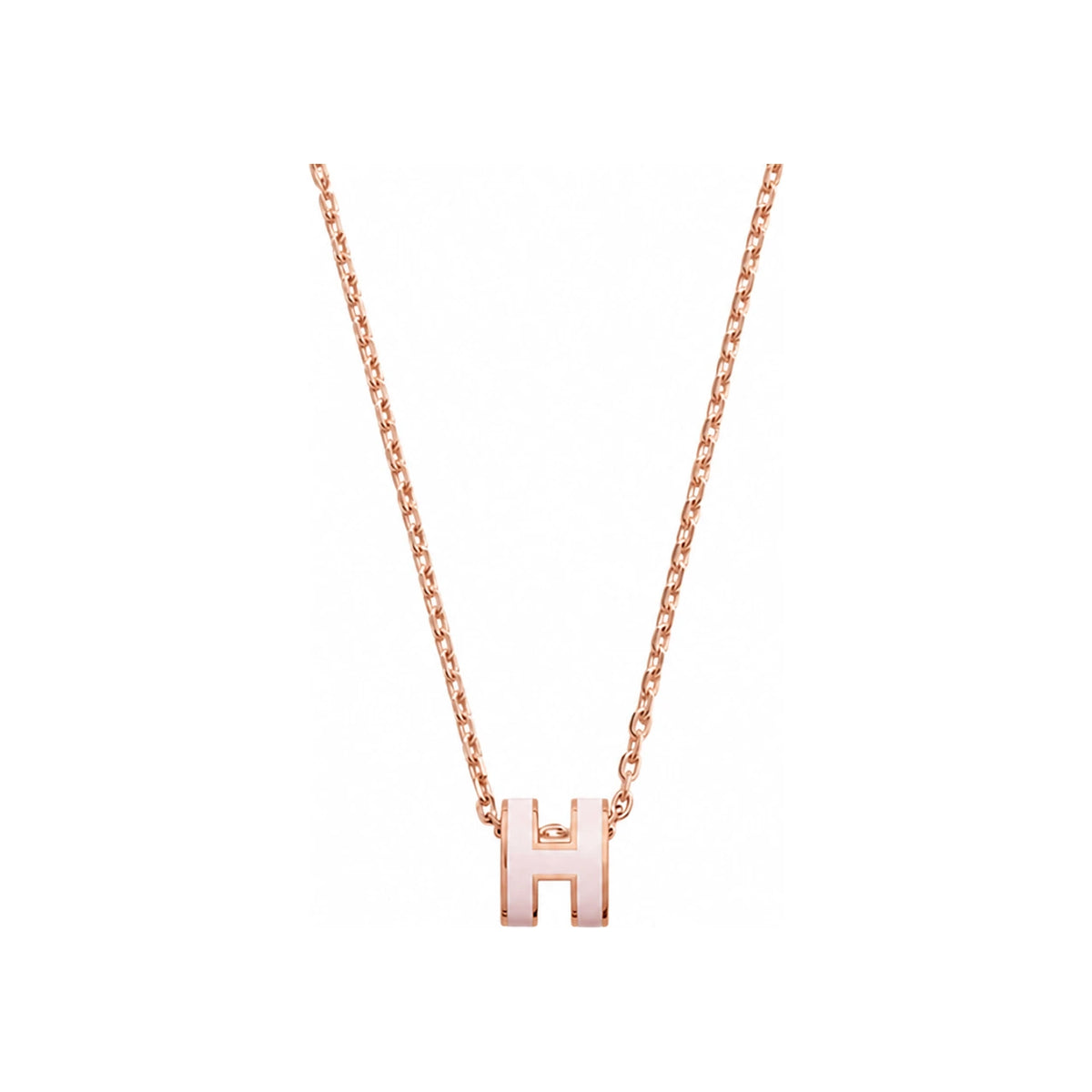 HERMES Mini Pop H Necklace Rose Gold Rose Dragée